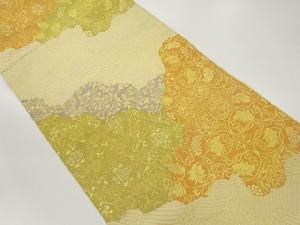 本家加納　波・雲取りに花唐草模様織出し袋帯